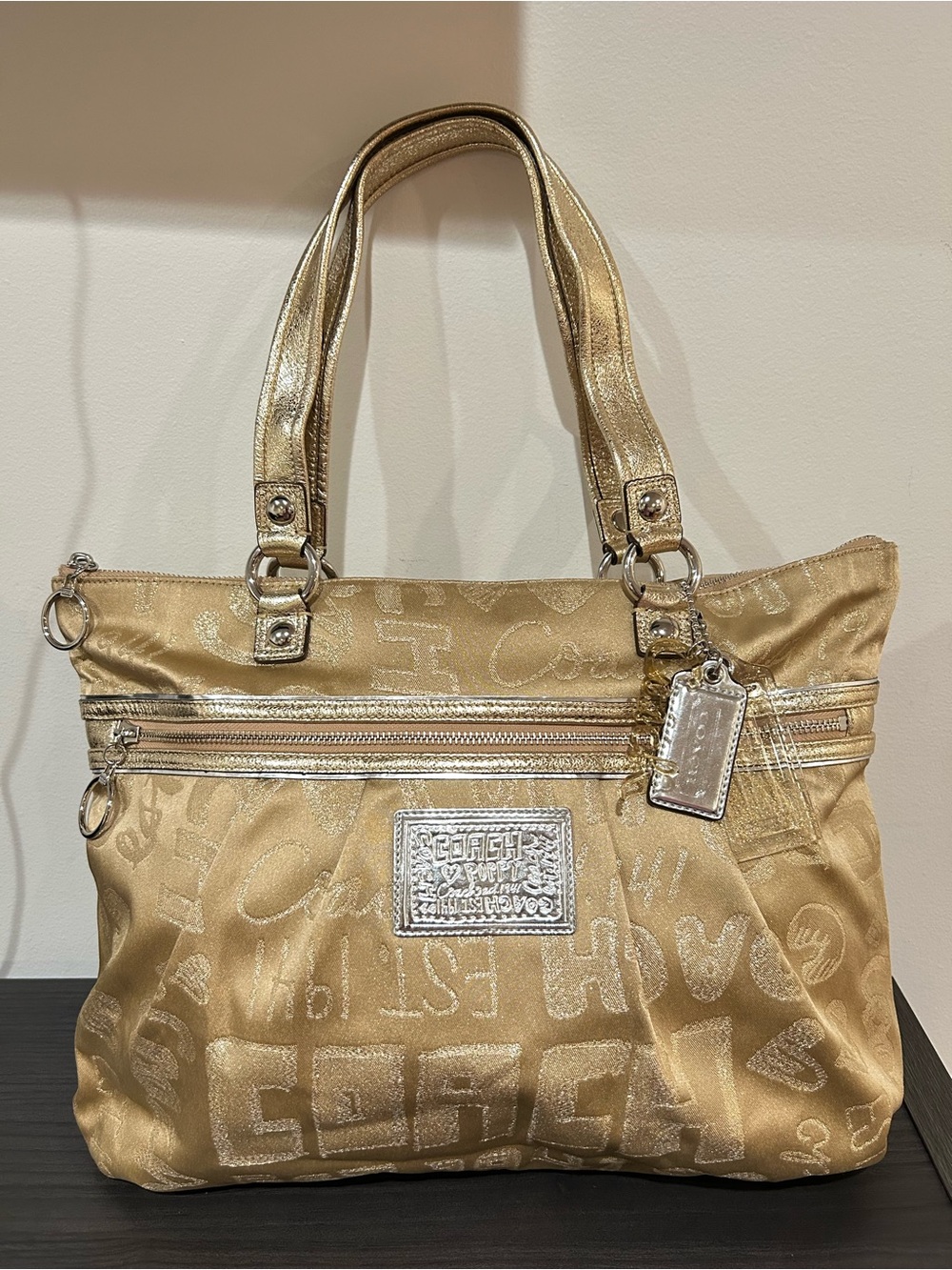 Coach Poppy Story Patch Glam Tote (Style #15301) EUC